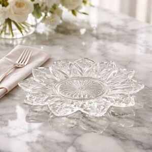 Vintage 1960’s Federal Glass Clear Flower Petal Plate